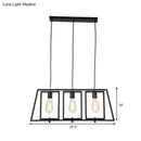 Industrial black metal hanging pendant trapezoid frame kitchen light