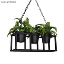 DecorBites™ Black Metal Industrial Rectangle Island Light Fixture - 2/3/5 Bulbs LED Lamp with Plant Decor