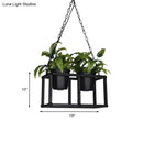 DecorBites™ Black Metal Industrial Rectangle Island Light Fixture - 2/3/5 Bulbs LED Lamp with Plant Decor