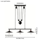 Industrial black metal pulley pendant light – kitchen island set of 3