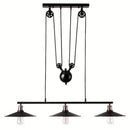Industrial black metal pulley pendant light – kitchen island set of 3