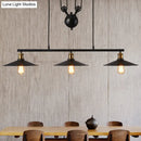 Industrial black metal pulley pendant light – kitchen island set of 3