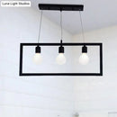 DecorBites™ Industrial Style Rectangular Pendant Light with Black Metal Frame - 3/5 Lights - Ceiling Hanging Fixture