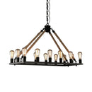 Industrial black metal rope island lighting – dining room lamp