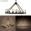 Industrial black metal rope island lighting – dining room lamp