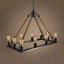 Industrial black metal rope island lighting – dining room lamp