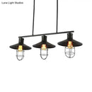 Industrial black metal wire cage shade pendant light kitchen island