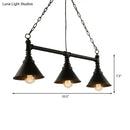 DecorBites™ Antique Style 3-Head Metallic Island Pendant Lamp with Cone Shade - Kitchen Light Fixture
