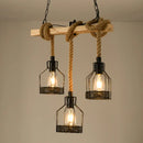 DecorBites™ Modern Geometric Metallic Island Pendant Lamp with Jute Rope Cord for Dining Room