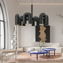 Industrial black minimalist led chandelier kitchen art decor
