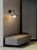 Industrial black minimalist wall lamp bedroom disc sconce