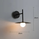 Industrial black minimalist wall lamp bedroom disc sconce