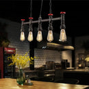 DecorBites™ Industrial 5-Head Iron Bare Bulb Island Lighting: Adjustable Ceiling Light Fixture for Dining Room with Pipe and Valve