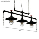Industrial black pipe chandelier with red valve caps dining room light