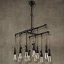DecorBites™ Rustic Black Iron Industrial Pipe LED Island Chandelier for Restaurants