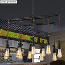 DecorBites™ Rustic Black Iron Industrial Pipe LED Island Chandelier for Restaurants