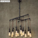 DecorBites™ Rustic Black Iron Industrial Pipe LED Island Chandelier for Restaurants