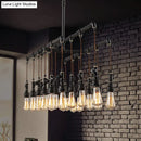 DecorBites™ Rustic Black Iron Industrial Pipe LED Island Chandelier for Restaurants