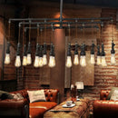 DecorBites™ Rustic Black Iron Industrial Pipe LED Island Chandelier for Restaurants