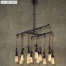 DecorBites™ Rustic Black Iron Industrial Pipe LED Island Chandelier for Restaurants
