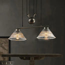 DecorBites™ Adjustable Pulley Industrial Cone Pendant with Prismatic Glass - Black, 2/3-Light Island Lamp