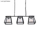 Industrial black pyramid island light kitchen 3 bulb pendant metal