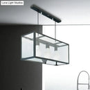 Industrial black rectangle pendant light kitchen island glass decor