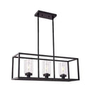Industrial black rectangular pendant light dining room glass cylinder