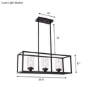 Industrial black rectangular pendant light dining room glass cylinder