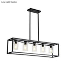 Industrial black rectangular pendant light dining room glass cylinder
