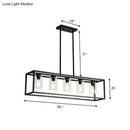 Industrial black rectangular pendant light dining room glass cylinder