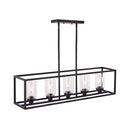 Industrial black rectangular pendant light dining room glass cylinder