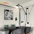 Industrial black & red adjustable rotating led wall lamp bedroom