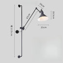 Industrial black & red adjustable rotating led wall lamp bedroom