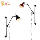 Industrial black & red adjustable rotating led wall lamp bedroom