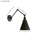 Industrial black & rust cone wall sconce – bedroom articulated light