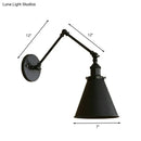 Industrial black & rust cone wall sconce – bedroom articulated light