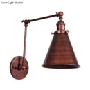 Industrial black & rust cone wall sconce – bedroom articulated light