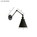 Industrial black & rust cone wall sconce – bedroom articulated light