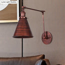 Industrial black & rust cone wall sconce – bedroom articulated light