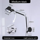 Industrial black silver swing arm wall lamp bedroom reading light