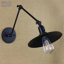 Industrial black swing arm wall lamp bedroom sconce with switch