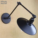 Industrial black swing arm wall lamp bedroom sconce with switch