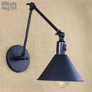 Industrial black swing arm wall lamp bedroom sconce with switch