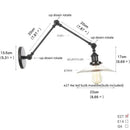 Industrial black swing arm wall light fixture with faceted glass shade