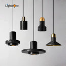 Industrial black travertine cement pendant light kitchen hat light