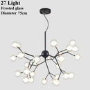Industrial black tree branch glass ball firefly chandelier dining room