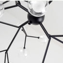 Industrial black tree branch glass ball firefly chandelier dining room