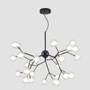 Industrial black tree branch glass ball firefly chandelier dining room