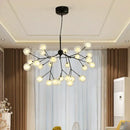Industrial black tree branch glass ball firefly chandelier dining room